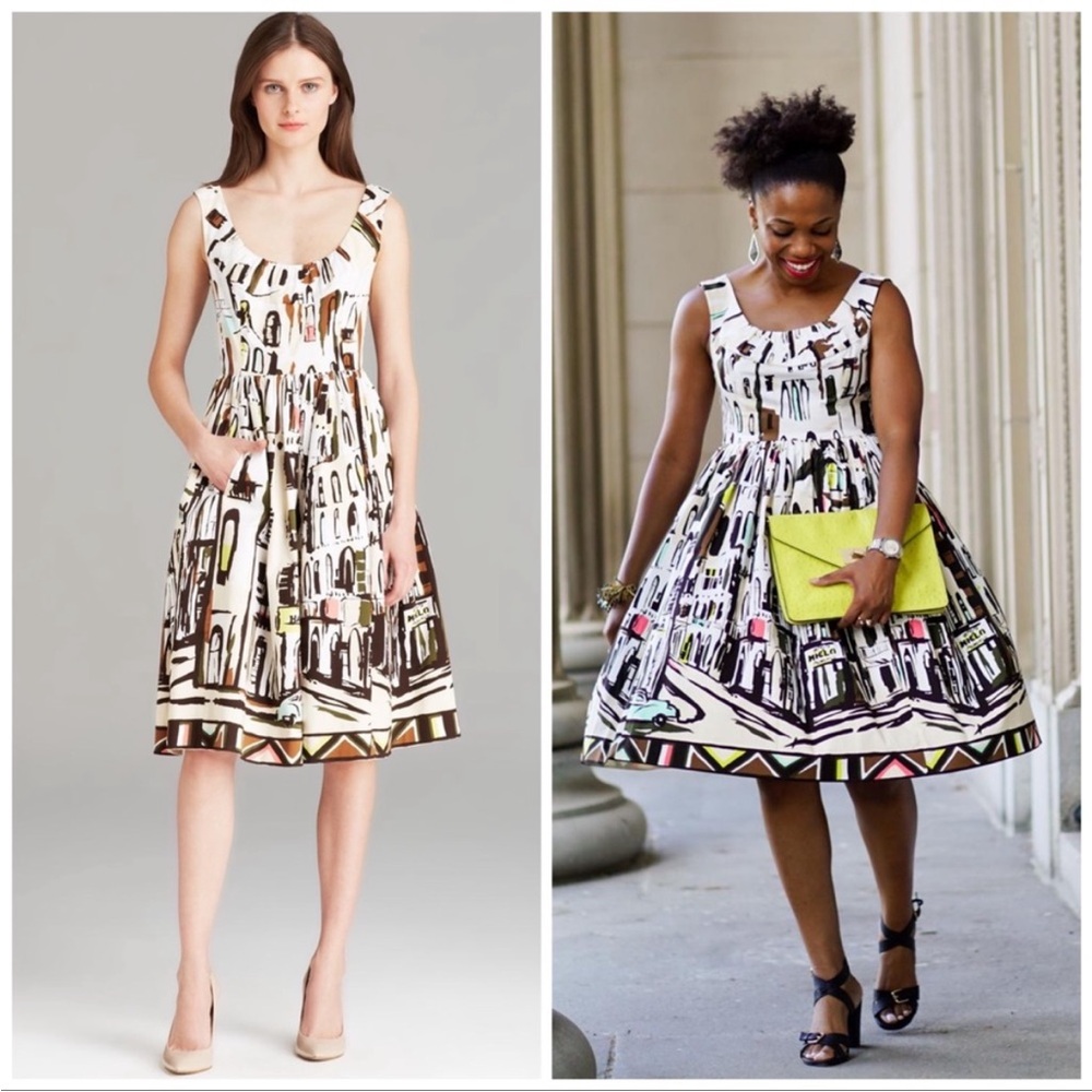 KATE SPADE Havana Dress Poplin City Print Fit and Flare SZ 4